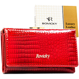 Średni portfel damski ze skóry naturalnej w czerwonym