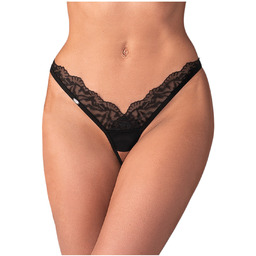 Obsessive - stringi koronkowe transparentne - czarne
