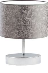 Chromowana lampka stołowa z designerskim abażurem AWINION