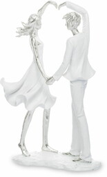 Figurka para zakochanych serca biała 27x16 130477