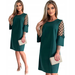 Elegancka Zielona Trapezowa Sukienka Rozmiar 40 Polski Producent