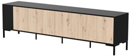 Cama Meble Szafka RTV MERCI 200x40x54 czarny/dąb artisan