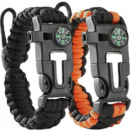 ZESTAW BRANSOLETEK SURVIVALOWYCH 5W1 KRZESIWO GWIZDEK KOMPAS MINI