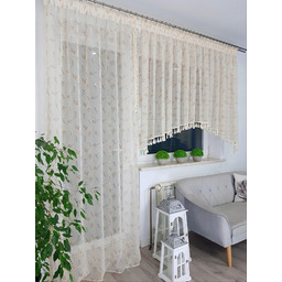 Komplet Balkonowy Firana Boho Beżowa Zestaw Do Salonu