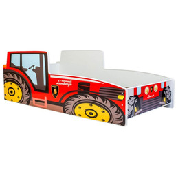 Łóżko pojedyncze Traktor czerwony 140x70 z materacem