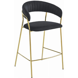 Edinos Czarny welurowy hoker glamour z oparciem K6-A86