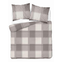 Detexpol Pościel flanelowa 220x200 krata beżowo-kremowa - Pastel