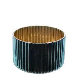 Eurofirany Świecznik dekoracyjny 12x8 Nela turkusowy ciemny złoty