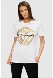 VERSACE Biały t-shirt damski ze złotą meduzą, Wybierz