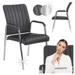 Krzesło Biurowe Konferencyjne EkoSkóra z Podłokietnikami Czarne Vigor