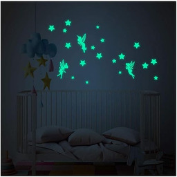 Świecące naklejki, wróżki i gwiazdy, samoprzylepne, fluorescencyjne