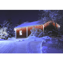 Lampki zewnętrzne sople 500 LED zimny biały transformator