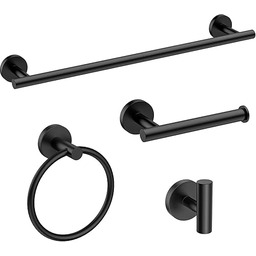 USHOWER Zestaw akcesoriów łazienkowych, czarny, matowy, nowoczesny zestaw