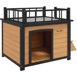 Buda dla psa PawHut 121x77x78cm, jasnobrązowa/czarna
