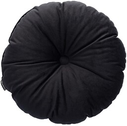 Poduszka okrągła z guzikiem, głęboka czerń, 37 cm,