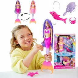 Lalka Barbie Syrenka Dreamtopia Zmiana Koloru Włosów Akcesoria