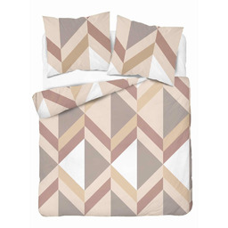 Detexpol Pościel flanelowa 220x200 geometryczna jodełka beżowo-brązowa -