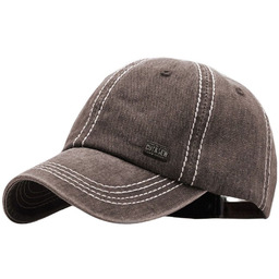 Czapka z Daszkiem, Brązowa z Przeszyciami, Fastryga, Letnia,