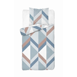 Detexpol Pościel flanelowa 140x200 geometryczna jodełka błękitno-szara -