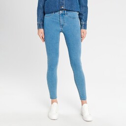 Sinsay - Jeansy skinny mid waist - Niebieski