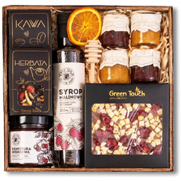 Kosz prezentowy box prezent syrop czekolada konfitury upominek