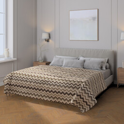 Narzuta pikowana w pasy, beżowo-oliwkowy, Cosy Home