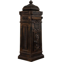 WOLNOSTOJĄCA KOLUMNOWA SKRZYNKA NA LISTY POCZTOWA BRĄZ ANTYCZNY