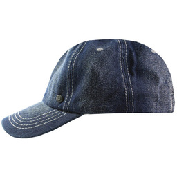 Czapka z Daszkiem, Ciemna Jeansowa z Przeszyciami, Fastryga,