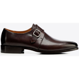 Męskie półbuty monki ze skóry naturalnej licowej brązowe