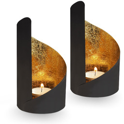 Gadgy Czarne świeczniki, zestaw 2 świeczników, złoty świecznik,