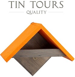 DREWNIANY KARMNIK DLA PTAKÓW SZARO-POMARAŃCZOWY 25,5x14x22 cm