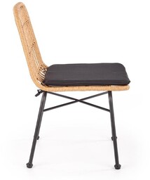 Krzesło ogrodowe tapicerowane rattan naturalne / czarne K401
