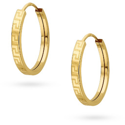 Złote kolczyki koła kółka wzór grecki 19 mm