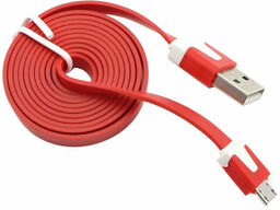 Kabel micro USB płaski 2M - czerwony