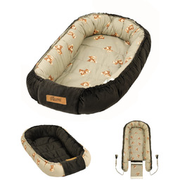 Kokon niemowlęcy Flumi dwustronne gniazdko dla dzieci, brązowy