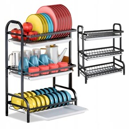 Suszarka do Naczyń Ociekacz Trzypoziomowa Czarna Duża XXL