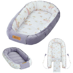 Kokon niemowlęcy Flumi dwustronne gniazdko dla dzieci, różowy