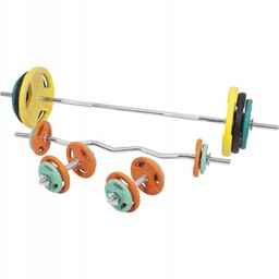 Zestaw 105 kg: sztanga 2 hantle (zestaw gumowany,