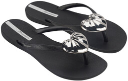 Klapki japonki damskie czarne z sercem basenowe Ipanema