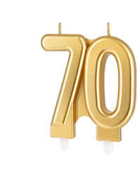Świeczka na 70-tkę złota - 7,7 cm -