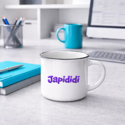 Kubek emaliowany Japididi - nadruk z modnym hasłem