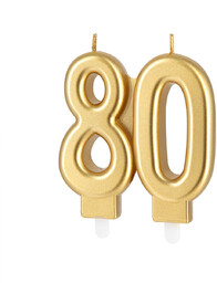 Świeczka na 80-tkę złota - 7,7 cm -