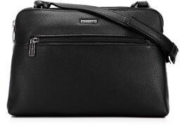 Damska crossbody dwukomorowa z ekoskóry czarno - grafitowa