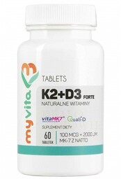 Witamina K2 MK7, 100mcg + D3 2000IU, 60