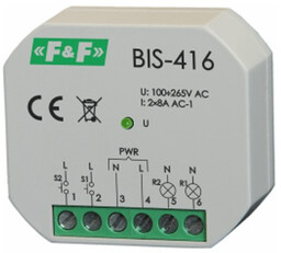 Przekaźnik bistab impuls BIS-416 włącz-wyłącz 2kanał. 265V 2xmax8A