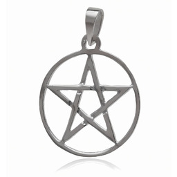 Okrągły srebrny wisior wisiorek talizman amulet pentagram gwiazda