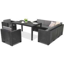 Zestaw antracytowych mebli technorattanowych Colorado Comida 7 Bica