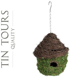 OZDOBNY DOMEK DLA PTAKÓW Z TRAWY I MCHU
