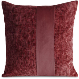 Poszewka szenilowa bordowa z ozdobnym welwetowym pasem JA184-02