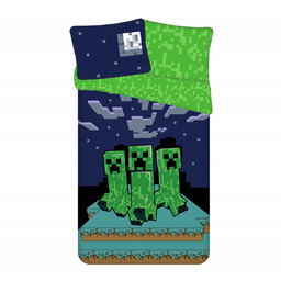 Pościel Bawełniana Minecraft Creeper 140x200 + 60x80 cm